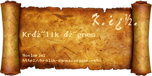 Králik Ágnes névjegykártya